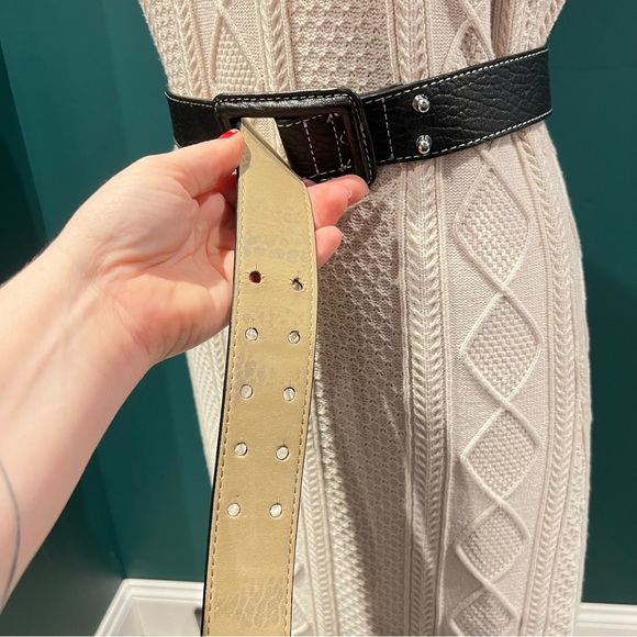 Talbots Belt Black Leather with Classic Leather Buckle Size S - Picture 4 of 9